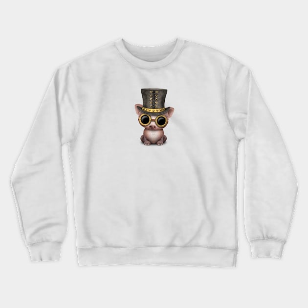 Steampunk Baby Pig Crewneck Sweatshirt by jeffbartels